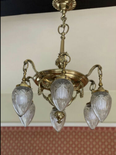 19th Century English Bronze & Cut Glass Chandelier