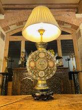 Load image into Gallery viewer, Large Antique Chinese Champleve Cloisonné Enamel Bronze Table Lamp
