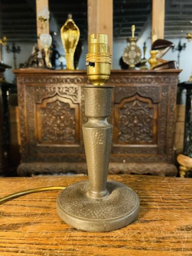 Antique Hand Beaten Pewter Arts & Crafts Table Lamp, Rewired