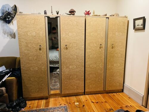 Vintage Birds Eye Maple Art Deco Style Antique Wardrobes