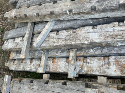 Reclaimed Victorian Yellow Pine Beams, 13.5”X13.5”, 16ft Long, 170 Years Old