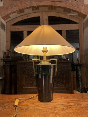 Vintage French Modernist Baluster Urn Table Lamp, Blue & Real Gold