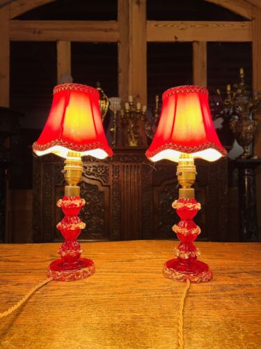 Vintage Murano ‘Barovier & Toso’ Pair of Table Lamps, Venetian Glass Lighting