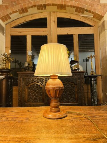 Antique Jacobean Style Hand Carved Oak Table Lamp