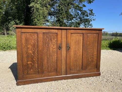 Early 20th Century Antique Quartersawn Oak School Cabinet, Housekeepers Cupboard