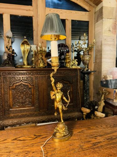 Antique 19th Century ‘Eros’ Solid Bronze Table Lamp, Classical