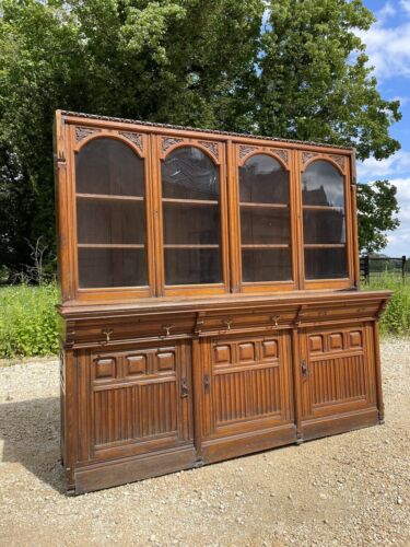 Antique English Oak Library Bookcase, Arts & Crafts Style