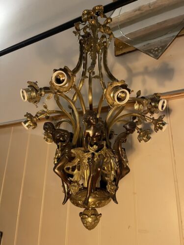 19th Century Gilt & Patinated Bronze Antique French Chandelier