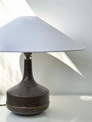 Mid-Century Brown Ceramic Table Lamp by Désirée Stentøj, 1960s MCM