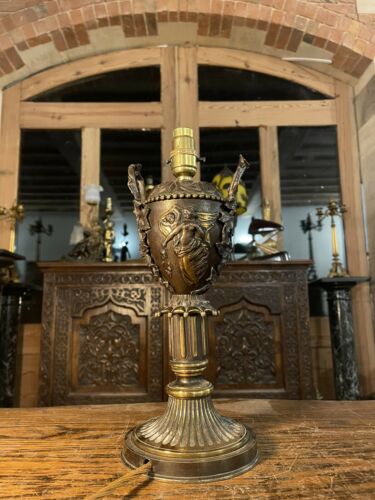 Antique Solid Bronze Urn Table Lamp, Classical Style, 19th Century