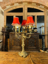 Load image into Gallery viewer, LOUIS XV STYLE GILT BRONZE ROCOCO CANDELABRA TABLE LAMP, C 1860
