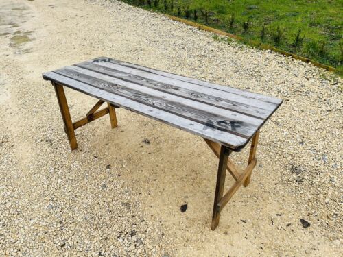 VINTAGE RUSTIC FOLDING PINE TRESTLE TABLE WEDDING EVENT KITCHEN DINING DESK 6ft