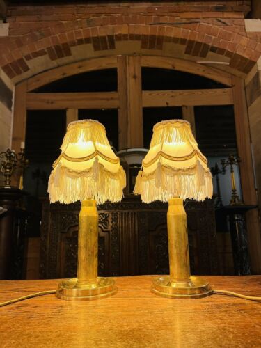 Pair Of Vintage Brass Artillery Shell Casings As Table Lamps, Military Lamp