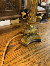 Load image into Gallery viewer, Antique Bronze Louis XIV Triform Classical Table Lamp, Rewired
