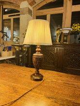 Load image into Gallery viewer, Antique Hand Carved Oak Table Lamp
