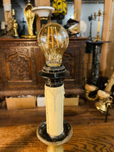 Load image into Gallery viewer, Pair Of Antique Dutch Style Solid Brass Table Lamps, Candlesticks
