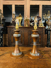 Load image into Gallery viewer, 19th Century Japanese Enamelled Bronze Cloissonne Table Lamps, Pair, Rewired
