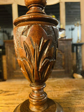 Load image into Gallery viewer, Antique Hand Carved Oak Table Lamp, Jacobean Design
