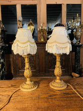 Load image into Gallery viewer, Pair Of Antique Italian Venetian Carved Giltwood , Polychrome Table Lamps
