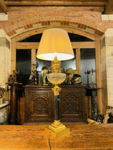 Load image into Gallery viewer, Antique Brass Oil Lamp With Cut Glass Bowl, Table Lamp, “Duplex, Youngs”
