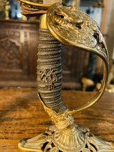 Load image into Gallery viewer, 19th Century Antique Prussian Officers Sword Candlestick Pair
