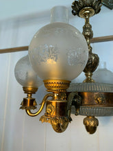 Load image into Gallery viewer, Antique Bronze 6 Arm Victorian Style Gasolier Chandelier, English Lion’s
