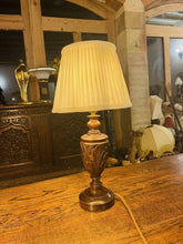 Load image into Gallery viewer, Antique Hand Carved Oak Table Lamp, Jacobean Design
