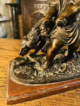 Load image into Gallery viewer, A.J Peiffer (French, 1832-1886) Bronze Group Of Putto With A Setter On Marble
