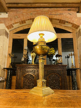 Load image into Gallery viewer, Antique Victorian Brass Oil Lamp, Table Lamp, “English Juno” By Veritas
