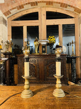 Load image into Gallery viewer, Pair Of Antique Dutch Style Solid Brass Table Lamps, Candlesticks
