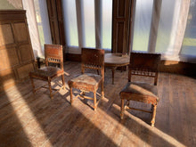 Load image into Gallery viewer, 3 Antique 19th Century Spanish Renaissance Leather &amp; Walnut Chairs, Brass Studs
