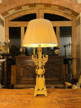 Load image into Gallery viewer, Antique Louis XIV Style Gilded Bronze Candleabra Table Lamp
