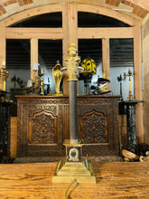 Load image into Gallery viewer, Antique English Brass Corinthian Table Lamp, Rewired, (Pair Available)
