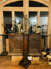 Load image into Gallery viewer, 19th Century Carved Oak Column Pedestal, Plant Stand, Plinth
