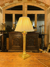 Load image into Gallery viewer, Antique 19th C English Brass Corinthian Table Lamp, Rewired
