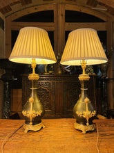 Load image into Gallery viewer, Pair Of Antique 19th Century Patinated &amp; Gilded Bronze Baluster Table Lamps,
