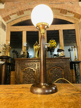 Load image into Gallery viewer, Vintage Art Deco Bakelite &amp; Opaline Glass Globe Table Lamp
