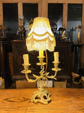 Load image into Gallery viewer, Antique Louis XVI Style French Gilded Bronze Candleabra Table Lamp, Rococo
