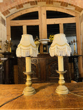 Load image into Gallery viewer, Pair Of Antique Dutch Style Solid Brass Table Lamps, Candlesticks
