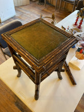 Load image into Gallery viewer, 19thc English Chinoiserie Bamboo Side Table, Leather Top
