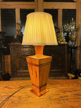 Load image into Gallery viewer, Vintage Art Deco Style Burr Walnut &amp; Thuya Table lamp, Inlaid Marquetry
