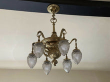 Load image into Gallery viewer, 19th Century English Bronze &amp; Cut Glass Chandelier
