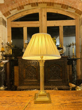 Load image into Gallery viewer, Antique 19th C English Brass Corinthian Table Lamp, Rewired
