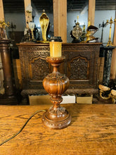 Load image into Gallery viewer, Antique Vintage Carved Wooden German Table Lamp, Traditional Lighting
