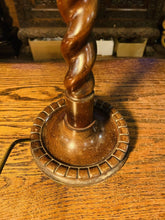 Load image into Gallery viewer, Antique Carved Wooden Barley Twist Table Lamp
