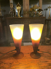 Load image into Gallery viewer, Vintage French Glass Uplighter Table Lamps, Conical, MCM
