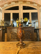 Load image into Gallery viewer, Antique Hand Carved Oak Table Lamp
