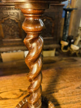 Load image into Gallery viewer, Antique Carved Wooden Barley Twist Table Lamp
