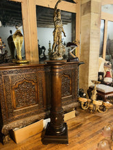 Load image into Gallery viewer, 19th Century Carved Oak Column Pedestal, Plant Stand, Plinth
