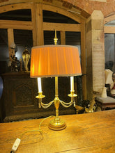 Load image into Gallery viewer, Antique 2-Arm Bouilotte Lamp, Solid Brass With Brass Decorative Swags
